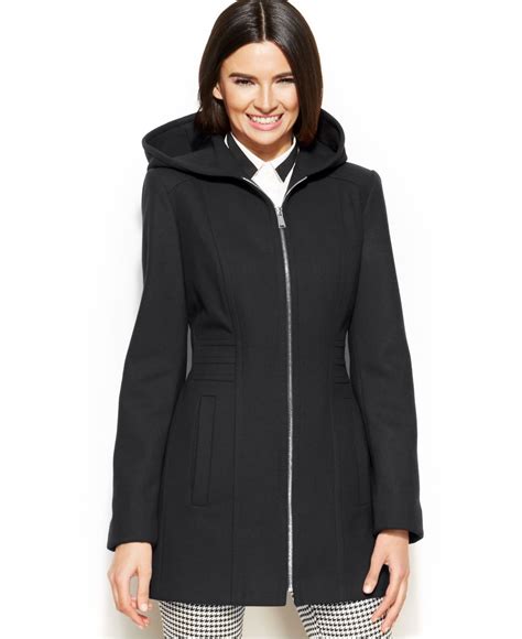 wool blend zip front coat